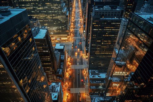Dronebeelden met uitzicht op de straten van New York City van Animaflora PicsStock