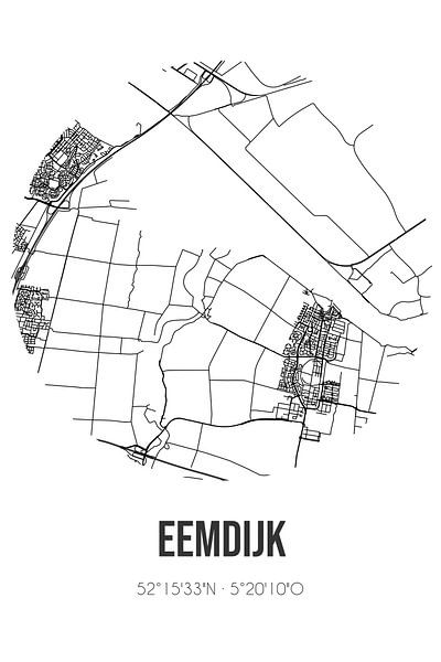 Eemdijk (Utrecht) | Landkaart | Zwart-wit van Stad & Wand