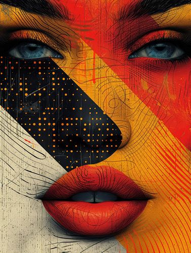 Geometrie und Emotion Abstraktes Porträt in Farbflächen