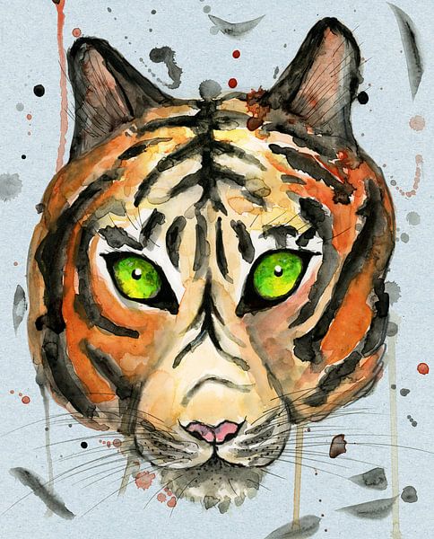 Tigre sauvage aquarelle par Bianca Wisseloo