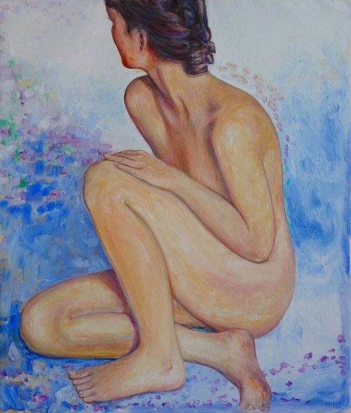 Crouching sexy woman, naked, Hubertine Heijermans by Atelier Liesjes