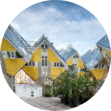 Kubuswoningen Rotterdam Panorama Digitaal van Digitale Schilderijen