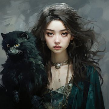 Girl with pet by Peridot Alley
