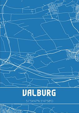 Blaupause | Karte | Valburg (Gelderland) von Rezona