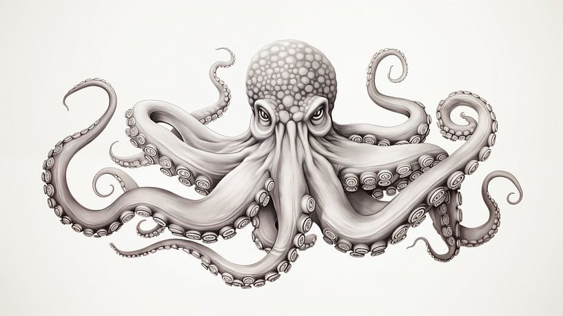 Oktopus-Zeichnung, Oktopus-Bleistiftzeichnung Vintage. von Animaflora PicsStock