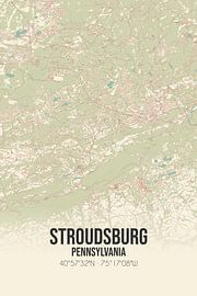 Carte ancienne de Stroudsburg (Pennsylvanie), Etats-Unis. sur Affiches de lieux