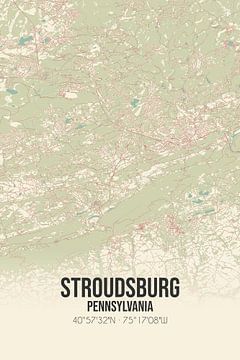 Carte ancienne de Stroudsburg (Pennsylvanie), Etats-Unis. sur Rezona