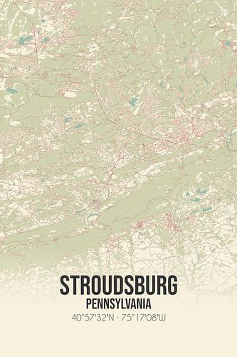 Alte Karte von Stroudsburg (Pennsylvania), USA.