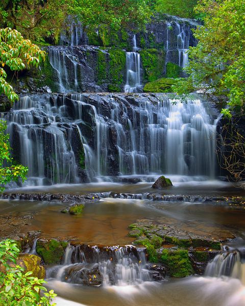 Purakaunui Falls, Zuider Eiland, Nieuw Zeeland van Henk Meijer Photography