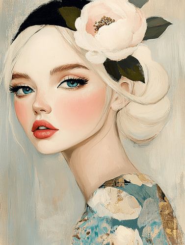 Modern portret in zachte pastelkleuren