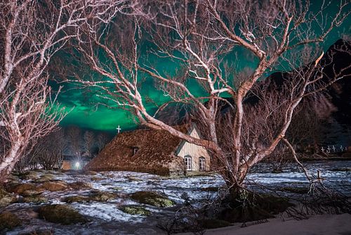More ART In Nature - Aurora Borealis Hofskirkja Iceland