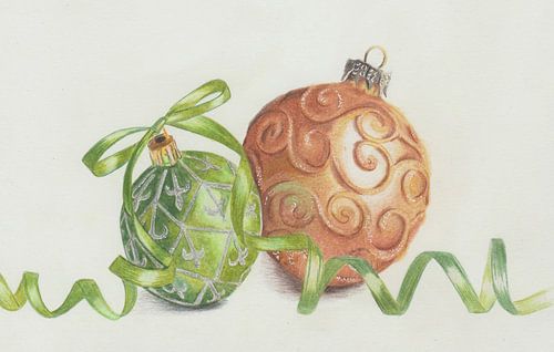 Green and orange baubles