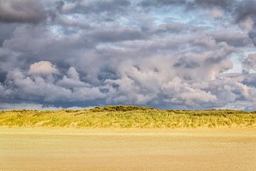 Verlaten strand met imposante wolkenlucht van Lisette Rijkers