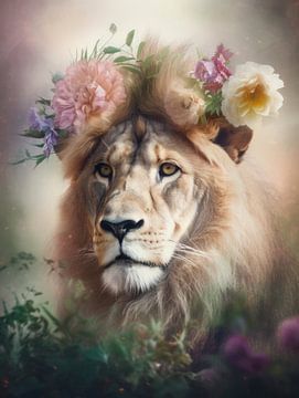 Lion majestueux sur Eva Lee