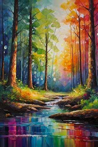 Forêt colorée avec flux