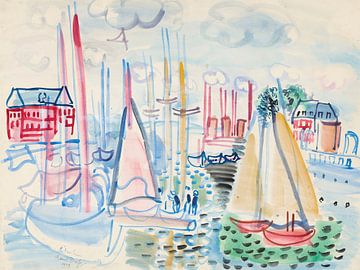 Raoul Dufy - Zeilboten in de haven van Deauville (1929) van Peter Balan