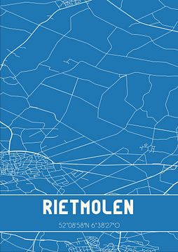 Blauwdruk | Landkaart | Rietmolen (Gelderland) van MijnStadsPoster