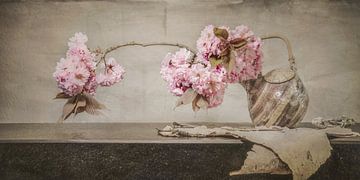 Balancing with pink blossom. by Alie Ekkelenkamp