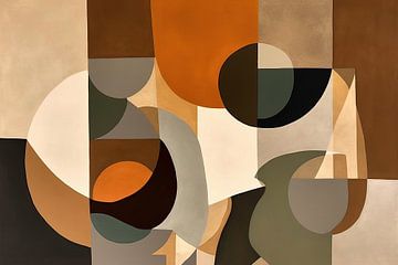 Bruin abstract van Blikvanger Schilderijen
