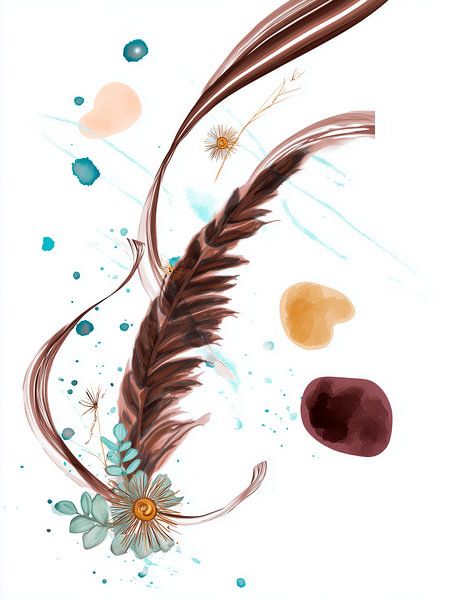 Feathers and flowers in soft watercolours by MArt