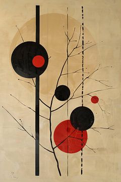 Geometrie in rood en zwart van Poster Art Shop