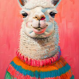 Kleurrijke Alpaca Portret van But First Framing