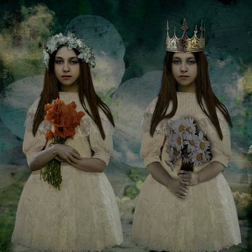 Vintage Beauty Tweeling Kroon Bloemen