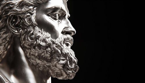 Griekse standbeeld zilver portret panorama