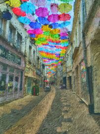 Umbrellas in Laon by Greta Lipman