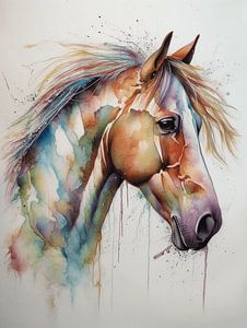 Digitales Aquarell eines lebhaften Pferdes