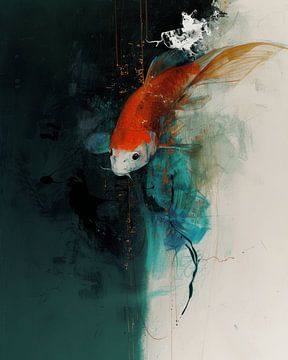 Modern and abstract fish in warm colours