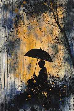 Persoon onder een paraplu silhouet van Imperial Art House