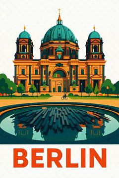 Cathédrale de Berlin – Emblème classique dans une affiche stylisée