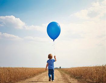 Kind met blauwe ballon