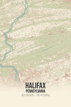 Vintage landkaart van Halifax (Pennsylvania), USA. van Rezona
