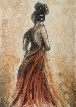 Elegante dromerige vrouw schilderij van Krista Kitsz Art