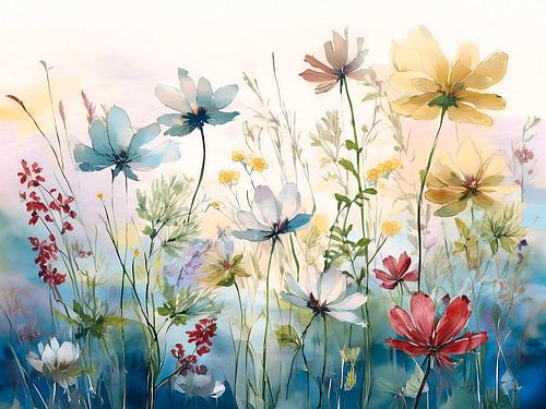 Peinture botanique moderne : Fleurs sauvages