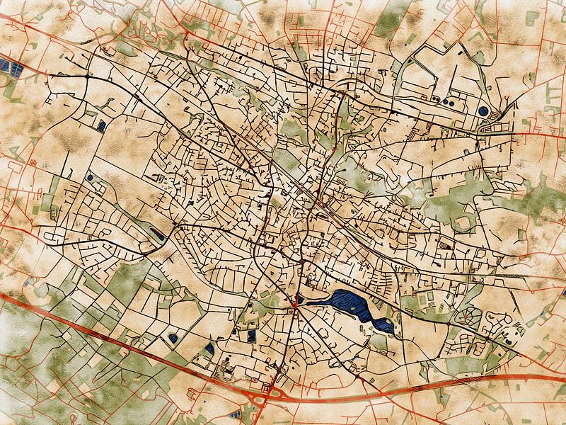 Map of Ibbenbüren with the style 'Serene Summer' by Maporia