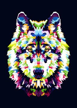 Pop art du loup sur Muamar Kadhafi