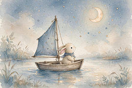 Bunny Sailing Under the Moon by Matthias Hauser