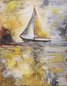 Gold silver sailboat