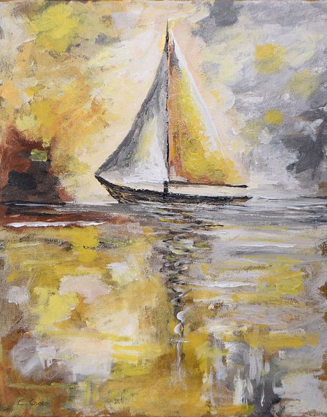 Gold silver sailboat by Chris Croes schilderijen