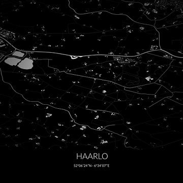 Zwart-witte landkaart van Haarlo, Gelderland. van Rezona