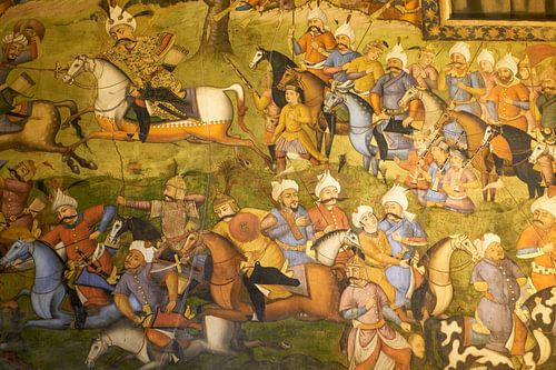 Perzische fresco: hofscene in de tuin