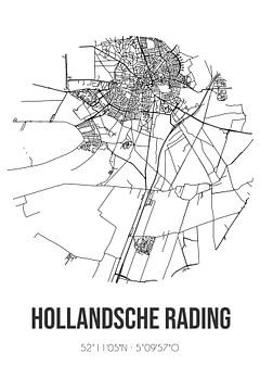 Hollandsche Rading (Utrecht) | Karte | Schwarz und Weiß von Rezona