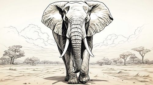 pentekening van een olifant