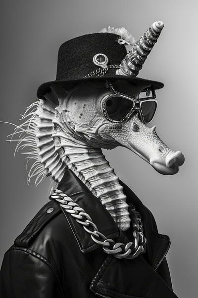 Seahorse with sunglasses and hat by Poster Art Shop