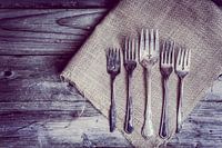 Rustic silverware ready for dinner