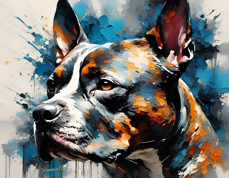 Dog Art - American Staffordshire Terrier 3 by Johannas Art Creations