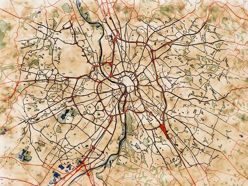 Map of Toulouse with the style 'Serene Summer' by Maporia